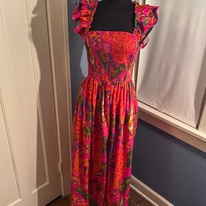 Vibrant Pink Floral Maxi Dress